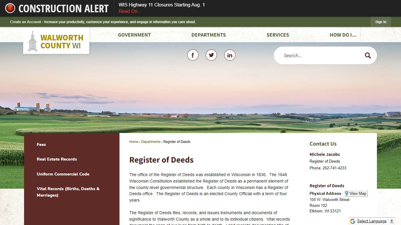 Register of Deeds | Walworth County, WI